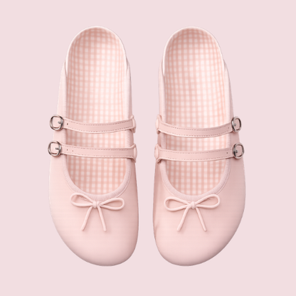 Pink Bow Ballet Slides